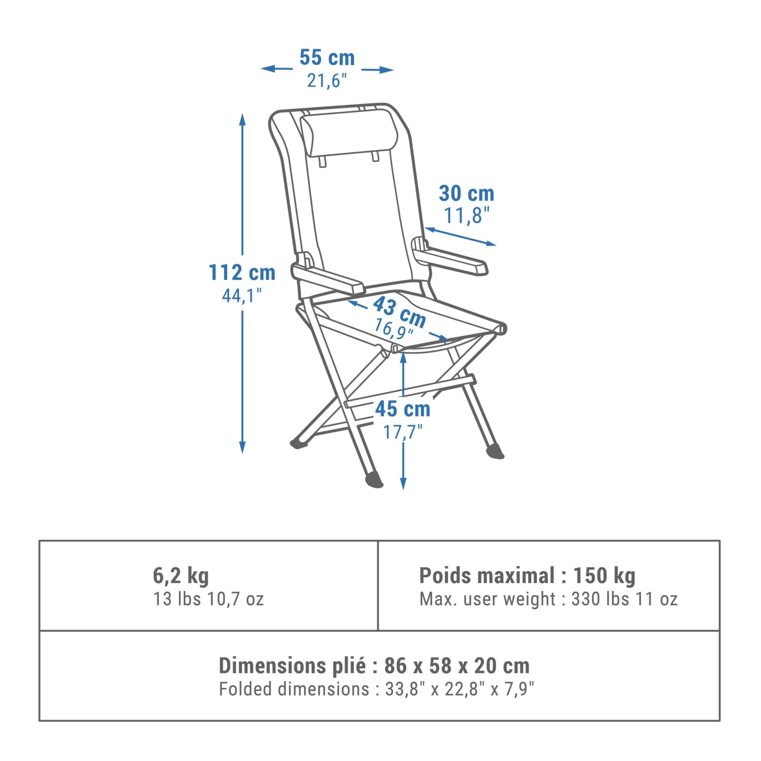 Quechua Multi-position Comfortable Camping Armchair 4 Quechua Multi-position Comfortable Camping Armchair - Image 2