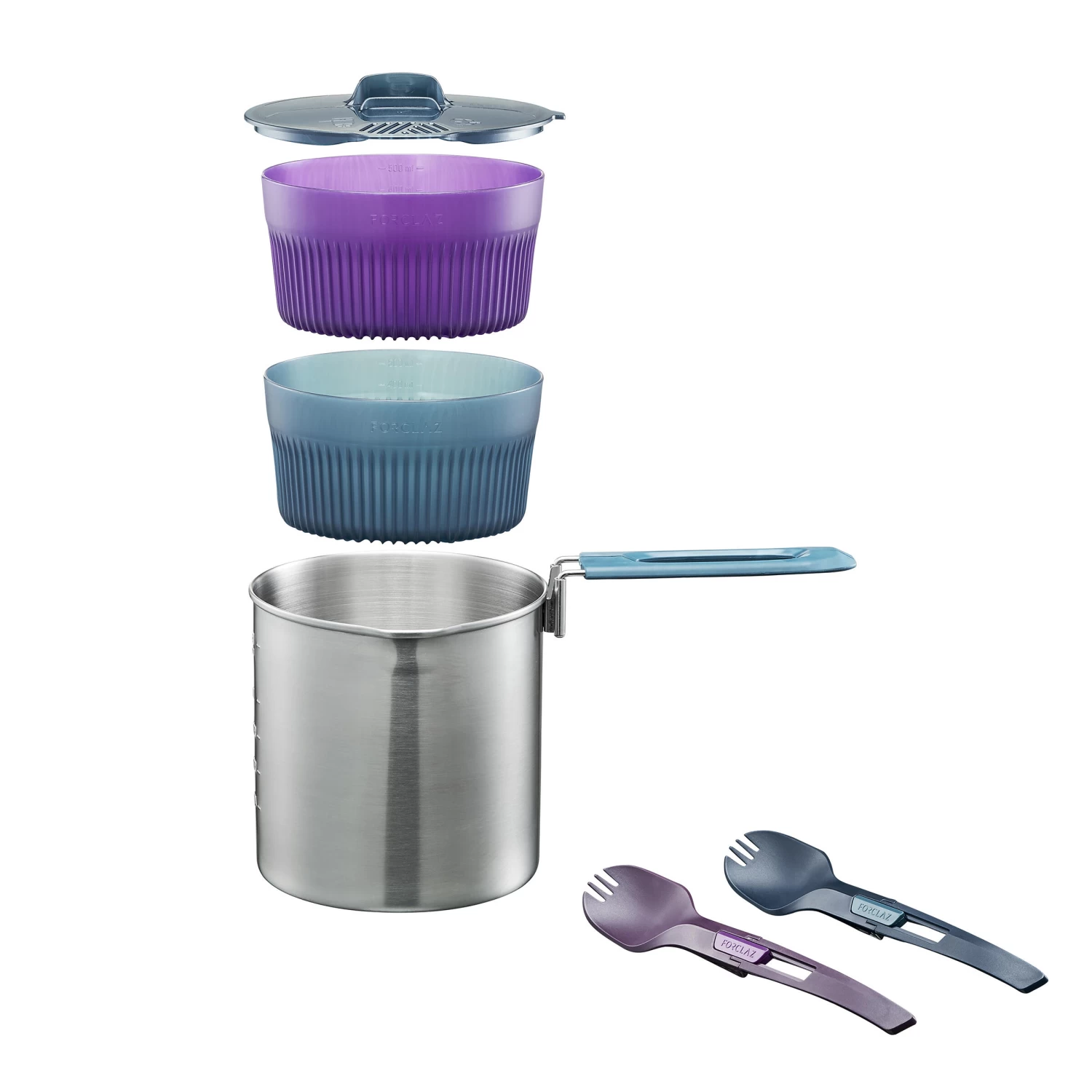 Stainless Steel 2 Person Cooking Set 1.6L 3 Stainless Steel 2 Person Cooking Set 1.6L