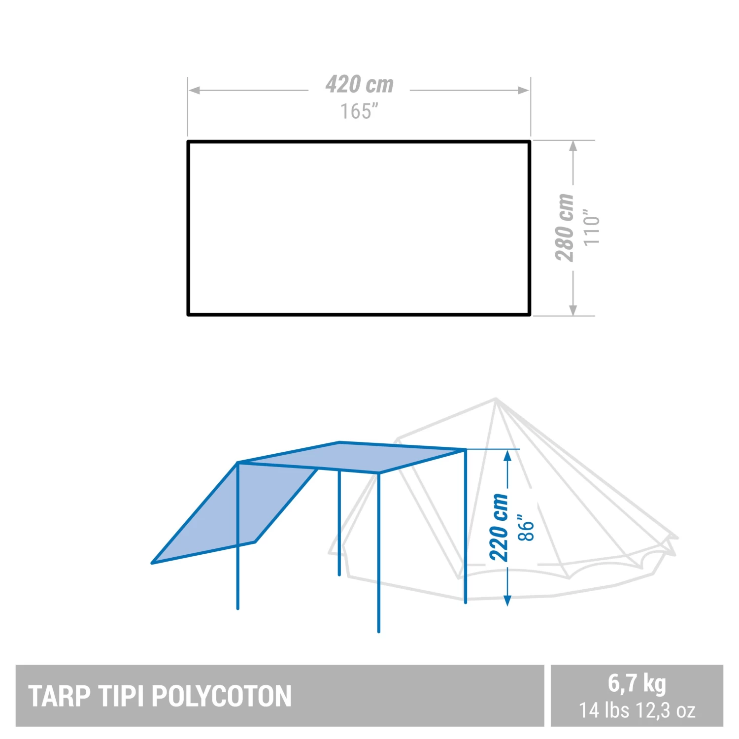 Quechua CAMPING TARP - TEPEE POLYCOTTON - 6 PERSON 5 Quechua CAMPING TARP - TEPEE POLYCOTTON - 6 PERSON - Image 3